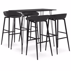 vidaXL Bar Set 5 Piece Black Dining Room Kitchen Furniture Chair Stool Table
