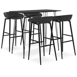vidaXL Bar Set 5 Piece Black Dining Room Kitchen Furniture Chair Stool Table