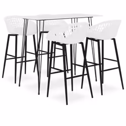 vidaXL Bar Set 5 Piece White Dining Room Kitchen Chair Stool Table Furniture