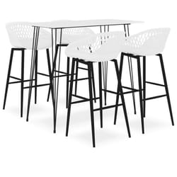 vidaXL Bar Set 5 Piece White Dining Room Kitchen Chair Stool Table Furniture