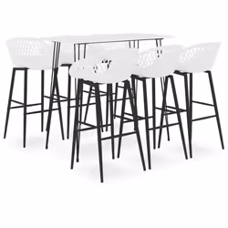 vidaXL Bar Set 7 Piece White Dining Room Kitchen Chair Stool Table Furniture