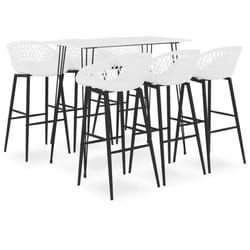 vidaXL Bar Set 7 Piece White Dining Room Kitchen Chair Stool Table Furniture