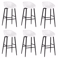 vidaXL Bar Set 7 Piece White Dining Room Kitchen Chair Stool Table Furniture - Additional view 5