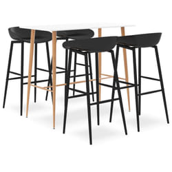 vidaXL Bar Set 5 Piece White and Black Kitchen Dining Room Chair Stool Table
