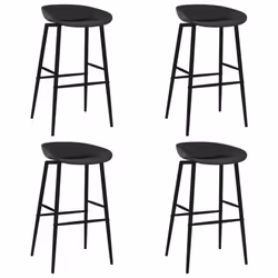 vidaXL Bar Set 5 Piece White and Black Kitchen Dining Room Chair Stool Table - Additional view 5