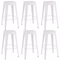vidaXL Bar Set 7 Piece White Pub Bistro Table and Chair Counter Set Furniture - Additional view 5