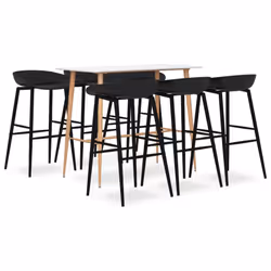 vidaXL Bar Set 7 Piece White and Black Kitchen Dining Room Chair Stool Table