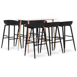 vidaXL Bar Set 7 Piece White and Black Kitchen Dining Room Chair Stool Table