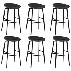 vidaXL Bar Set 7 Piece White and Black Kitchen Dining Room Chair Stool Table - Additional view 5