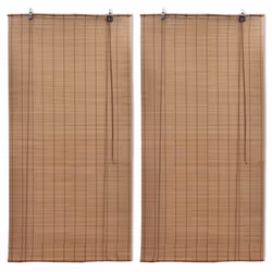 vidaXL Bamboo Roller Blinds Kitchen Blackout Curtain 2 pcs 80 x 160 cm Brown
