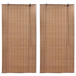 vidaXL Bamboo Roller Blinds Kitchen Blackout Curtain 2 pcs Brown 120 x 220 cm