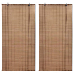 vidaXL Bamboo Roller Blinds Kitchen Blackout Curtain 2 pcs Brown 120 x 220 cm