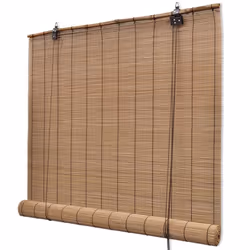 vidaXL Bamboo Roller Blinds Kitchen Blackout Curtain 2 pcs 150 x 220 cm Brown - Additional view 2