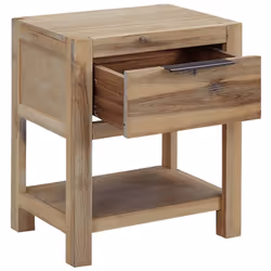 vidaXL 2x Solid Wood Acacia Nightstands with Drawers Wooden Bedside Tables