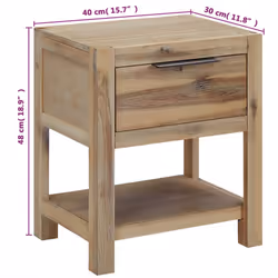 vidaXL 2x Solid Wood Acacia Nightstands with Drawers Wooden Bedside Tables - Additional view 7