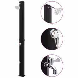 vidaXL Outdoor Solar Shower with Shower Head and Faucet 35 L Black Garden