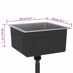 vidaXL Handmade Kitchen Sink Black Stainless Steel Plumbing Utility Basin - Additional view 4
