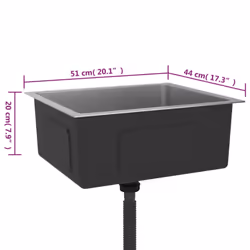 vidaXL Handmade Kitchen Sink Stainless Steel Plumbing Utility Waste Basin - Additional view 4