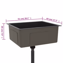 vidaXL Handmade Kitchen Sink Black Stainless Steel Plumbing Utility Basin - Additional view 4