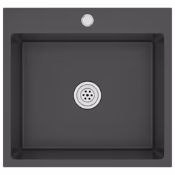 vidaXL Handmade Kitchen Sink Black Stainless Steel Plumbing Fixture Basin