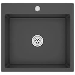 vidaXL Handmade Kitchen Sink Black Stainless Steel Plumbing Fixture Basin