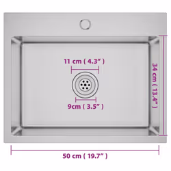 vidaXL Handmade Kitchen Sink Stainless Steel Plumbing Fixture Utility Basin - Additional view 10