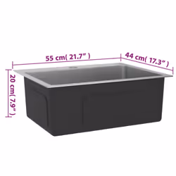 vidaXL Handmade Kitchen Sink Stainless Steel Plumbing Fixture Utility Basin - Additional view 6