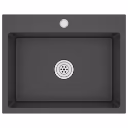 vidaXL Handmade Kitchen Sink Black Stainless Steel Plumbing Fixture Basin