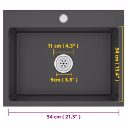 vidaXL Handmade Kitchen Sink Black Stainless Steel Plumbing Fixture Basin - Additional view 11