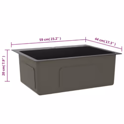 vidaXL Handmade Kitchen Sink Black Stainless Steel Plumbing Fixture Basin - Additional view 5