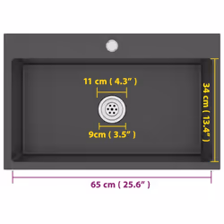 vidaXL Handmade Kitchen Sink Black Stainless Steel Plumbing Fixture Basin - Additional view 11