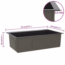 vidaXL Handmade Kitchen Sink Black Stainless Steel Plumbing Fixture Basin