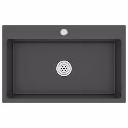 vidaXL Handmade Kitchen Sink Black Stainless Steel Plumbing Fixture Basin