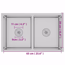 vidaXL Handmade Kitchen Sink Stainless Steel Plumbing Utility Waste Basin - Additional view 9