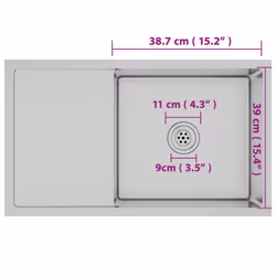 vidaXL Handmade Kitchen Sink Stainless Steel Plumbing Utility Waste Basin - Additional view 10