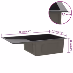 vidaXL Handmade Kitchen Sink Black Stainless Steel Plumbing Utility Basin