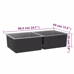 vidaXL Handmade Kitchen Sink Stainless Steel Plumbing Utility Waste Basin