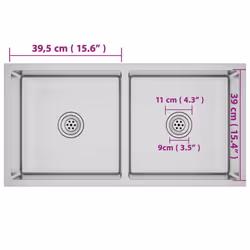 vidaXL Handmade Kitchen Sink Stainless Steel Plumbing Utility Waste Basin - Additional view 9