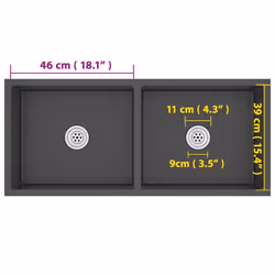 vidaXL Handmade Kitchen Sink Black Stainless Steel Plumbing Utility Basin - Additional view 10