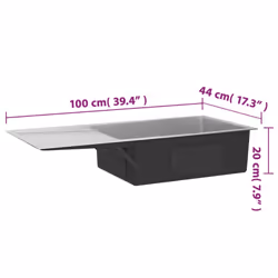 vidaXL Handmade Kitchen Sink Stainless Steel Plumbing Utility Waste Basin - Additional view 8