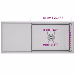 vidaXL Handmade Kitchen Sink Stainless Steel Plumbing Utility Waste Basin - Additional view 9