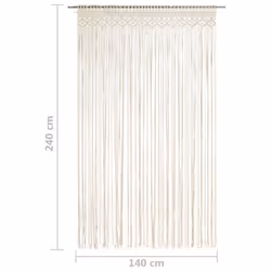 vidaXL Macrame Curtain 140x240 cm Cotton Home Shade Drape Translucent Blind - Additional view 4