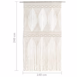 vidaXL Macrame Curtain 140x240 cm Cotton Home Shade Drape Translucent Blind - Additional view 4
