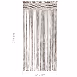 vidaXL Macrame Curtain Taupe 140x240 cm Cotton Shade Drape Translucent Blind - Additional view 4