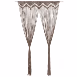vidaXL Macrame Curtain Taupe 140x240 cm Cotton Shade Drape Translucent Blind