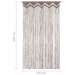 vidaXL Macrame Curtain Taupe 140x240 cm Cotton Shade Drape Translucent Blind - Additional view 4