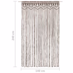 vidaXL Macrame Curtain Taupe 140x240 cm Cotton Shade Drape Translucent Blind - Additional view 4