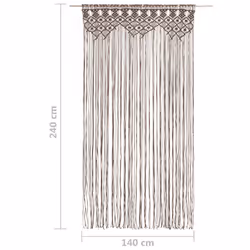 vidaXL Macrame Curtain Taupe 140x240 cm Cotton Shade Drape Translucent Blind - Additional view 4