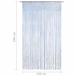 vidaXL Macrame Curtain Blue 140x240 cm Cotton Shade Drape Translucent Blind - Additional view 4