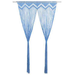 vidaXL Macrame Curtain Blue 140x240 cm Cotton Shade Drape Translucent Blind